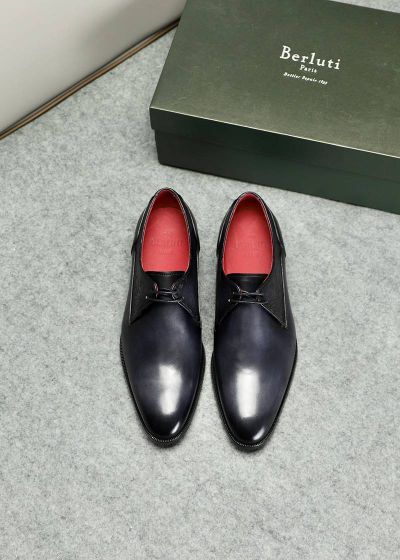 Berluti Black calfskin Leather Shoes-Berluti Man Business Leather Shoes